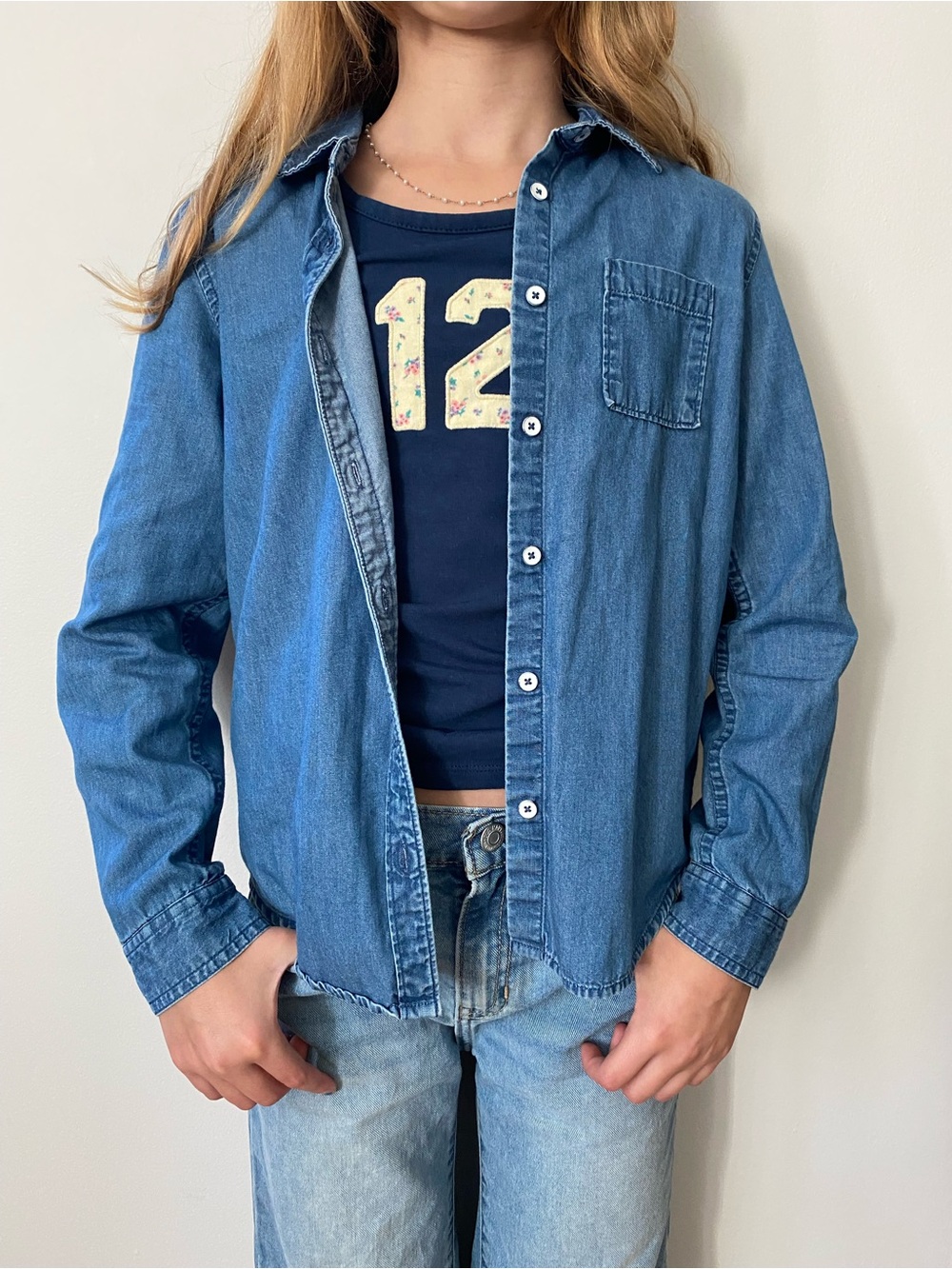 GAP Kids Blue Denim Button-Front Shirt